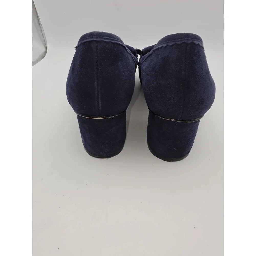 J. McLaughlin Navy Suede Kiltie Loafers with Bamboo Bit Detail Size 9